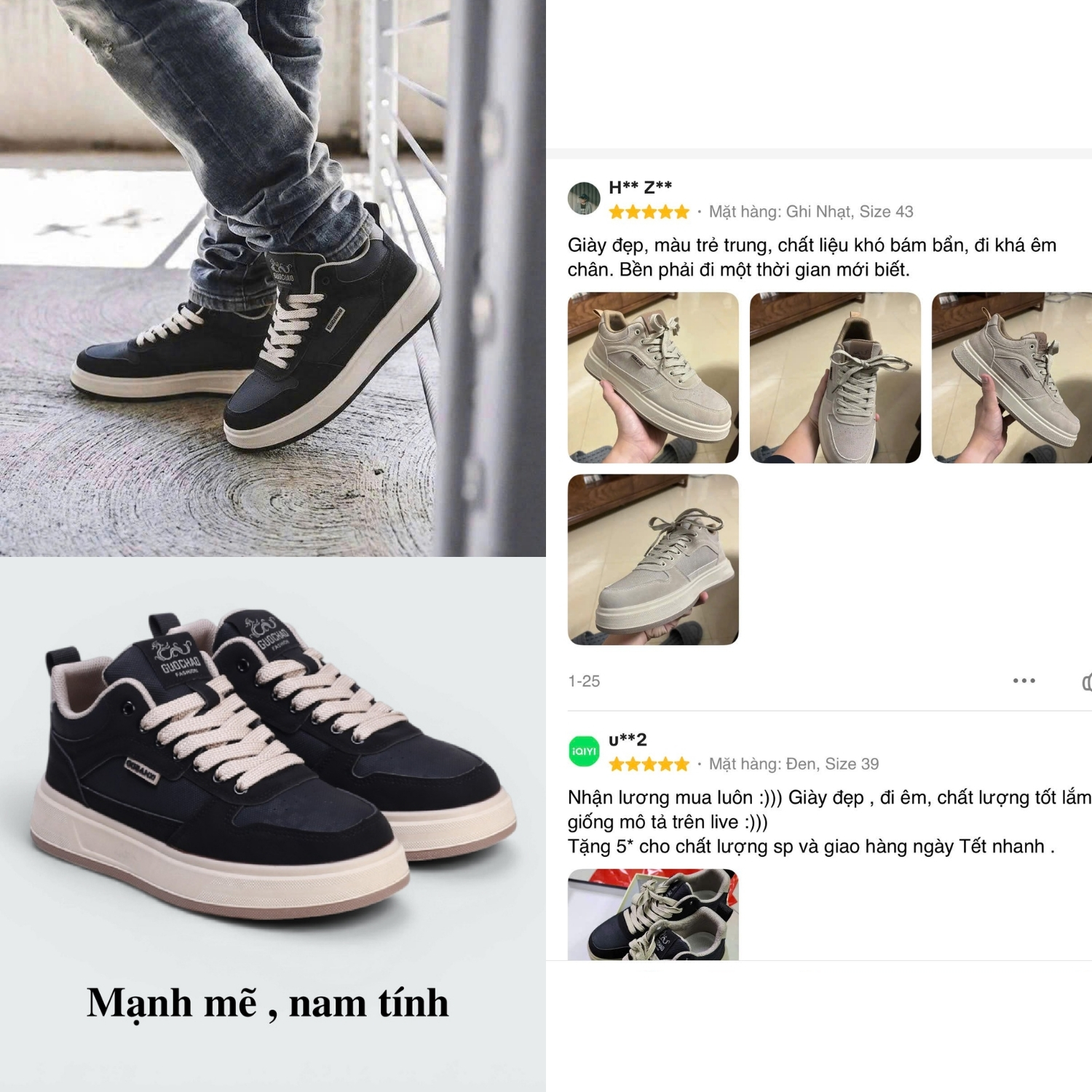 Khách hàng review giày K527 nhiều màu